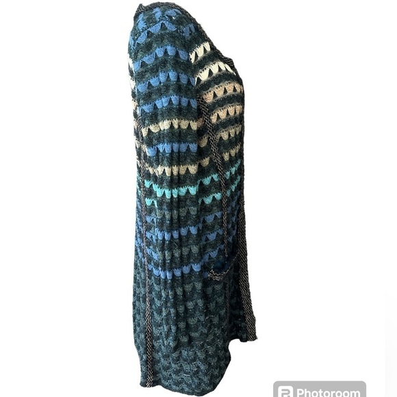 NIC+ZOE Shades of Blue Fish Scale Cardigan Long Sweater Size M / L - Picture 9 of 16